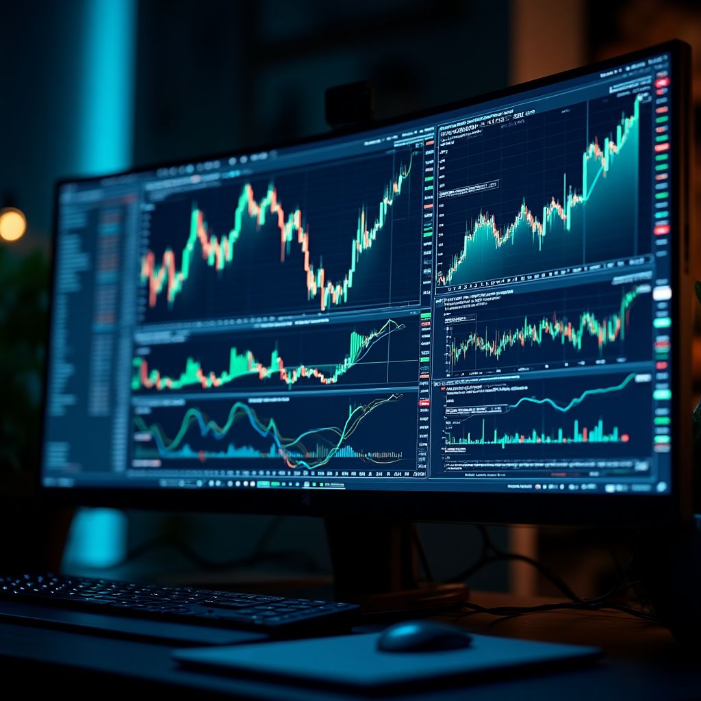 Pantalla con visualización de datos financieros