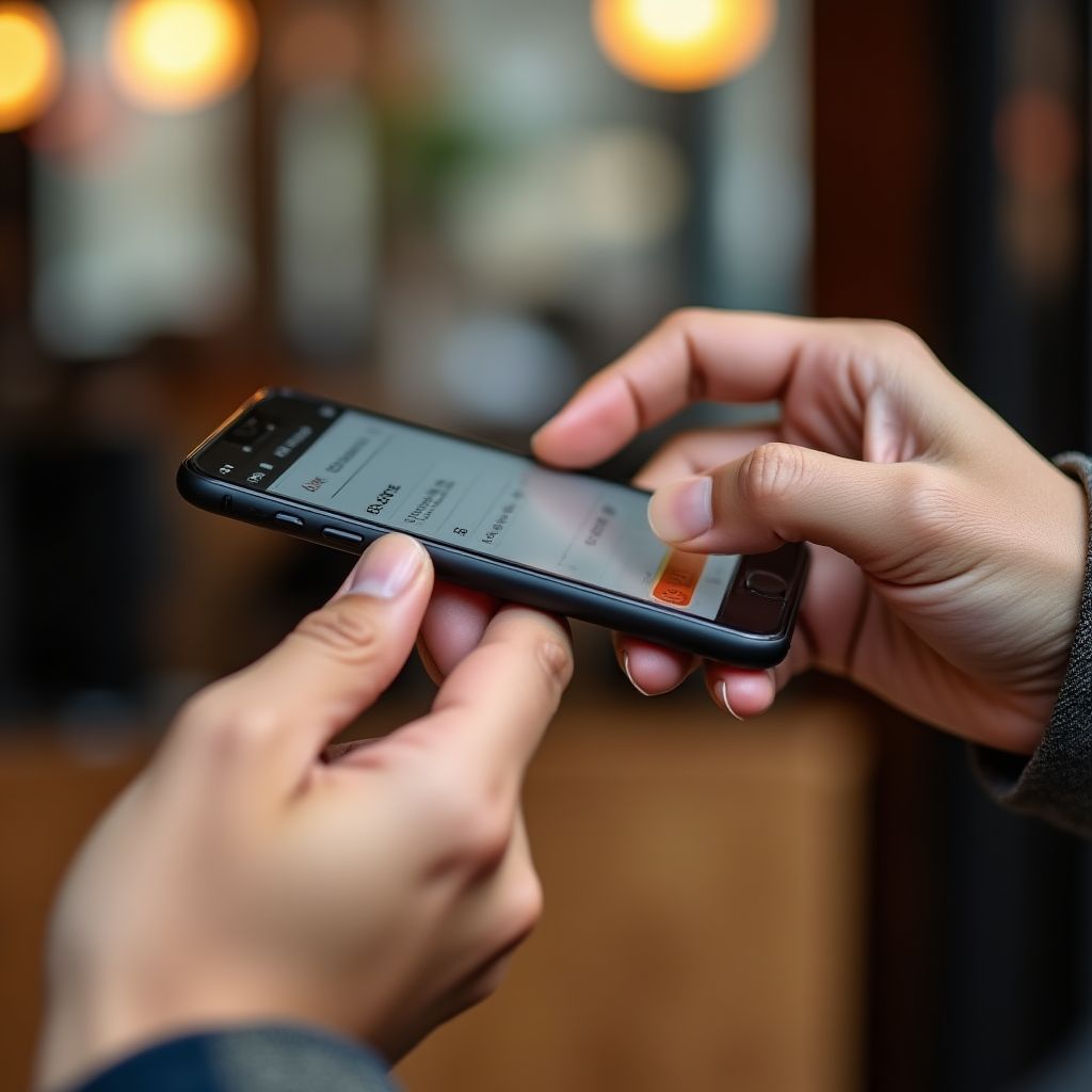 Persona usando una billetera digital en su smartphone